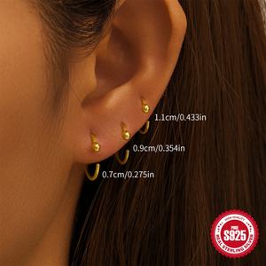 Pendientes de Botón Geométricos de Plata de Ley S925 con Circonita, Chapados en Oro, Regalo Moderno para Fiestas - Product Image 5