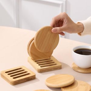 Einweihungsgeschenk 6-teiliges Untersetzer-Set mit Halter Inklusive Natürlicher Bambus-Kaffeeuntersetzer zum Schutz der Tischplatte - Product Image 2