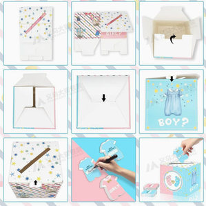 Cajas de Regalo para Decoración de Baby Shower DAMAI, Artículos para Fiestas de Revelación de Género, Caja de Papel Roja y Azul, Caja de Votación Plegable para Fiestas de Revelación - Product Image 5