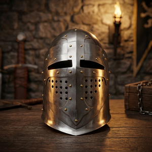Casque de Bascinet Médiéval SCA, Casque de Chevalier pour Joute, Armure en Acier Calibre 18, Réenactement de Chevalier, Artisanat Métallique Calibre 18 - Product Image 4