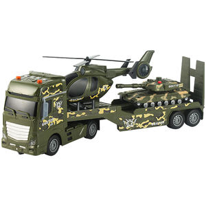 Char militaire multi-fonctions Hélicoptère Transporteur 3 en 1 Semi Transporteur Voiture Remorques Musique Lumière Inertie Jouet Cadeau Enfants Jouets - Product Image 1