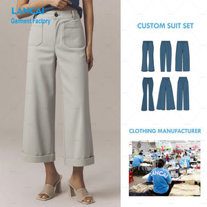 <span class=keywords><strong>Pantalon</strong></span> droit à jambes larges pour femmes <span class=keywords><strong>Pantalon</strong></span> baggy de bureau en coton et lin personnalisé de haute qualité <span class=keywords><strong>Pantalon</strong></span> et <span class=keywords><strong>pantalon</strong></span> pour femmes - Product Image 1