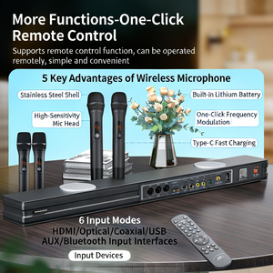 Barre <span class=keywords><strong>de</strong></span> son TV tout-en-un 120W avec deux caissons <span class=keywords><strong>de</strong></span> basses intégrés, microphone sans fil, système <span class=keywords><strong>de</strong></span> cinéma maison pour karaoké - Product Image 3