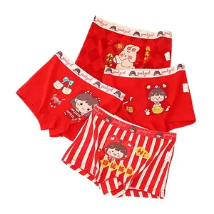 공장 제조업체 OEKO 유기농 면 패션 귀여운 소년 속옷 어린이 속옷 도매 아기 소년을위한 빨간 속옷
