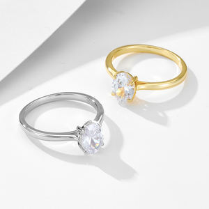 Anillo de diamante de corte ovalado de moda clásica, joyería de compromiso de Plata de Ley 925, anillos de boda de promesa de circonita cúbica para mujer - Product Image 3