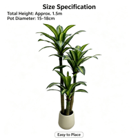 Pohon Dracaena Fragrans Buatan, Tanaman Jagung Berwarna-warni, Tanaman Kayu Brasil Palsu dalam Pot, Pohon Besi Dracaena Tiruan untuk Dekorasi Hotel