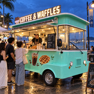 Camion de restauration rapide électrique personnalisé avec grandes fenêtres de service, cuisine mobile pour la vente de pizzas en rue, à vendre - Product Image 1
