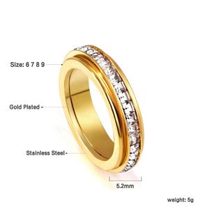 Bagues tendance en zircon cubique pour femmes, bijoux de mariage, plaqué or 18 carats, en acier inoxydable, grosses bagues en zircon et diamant, vente en gros - Product Image 5