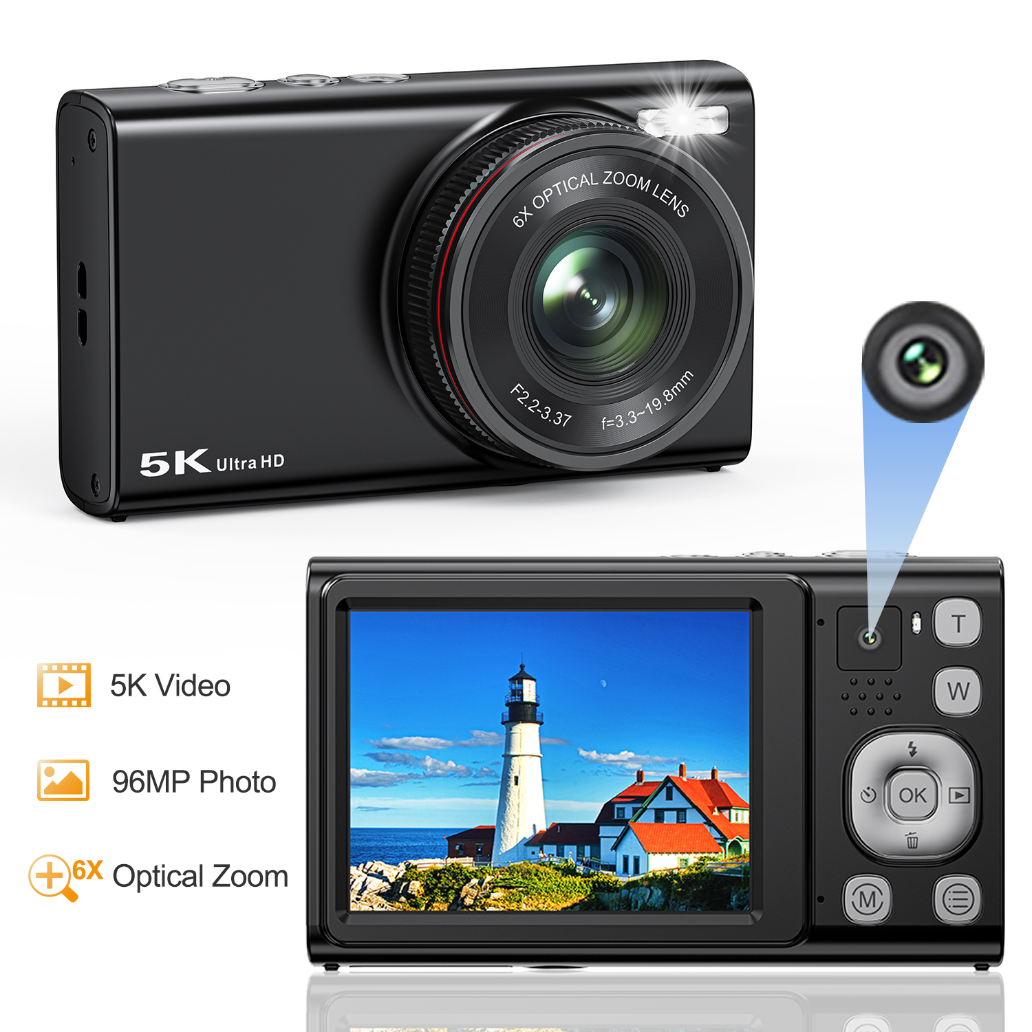 Perfect 5K Vlogging <strong>Camera</strong> <strong>for</strong> <strong>Beginners</strong> Point Shoot 96MP CMOS Sensor Holiday Gift <strong>for</strong> Kids