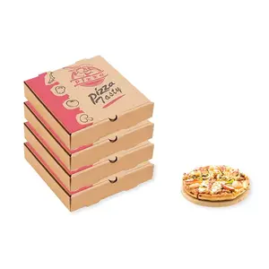 Kotak Pizza kustom 32x32x4 kotak makan siang Pizza bergelombang Kraft kemasan Restoran tahan lama untuk Pizza