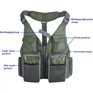 Chalecos de Pesca para Hombre con Espalda de Malla y Correa Ajustable en la Cintura, Porta Cañas de Pescar, Múltiples Bolsillos, Transpirable, Chaleco de Combate para Exteriores - Product Image 4