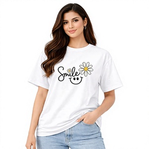 Camiseta de mujer de alta calidad 100% algodón transpirable y anti-pilling logotipo personalizable estampado tamaño ropa de mujer - Product Image 2