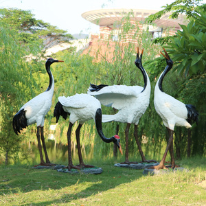 ประติมากรรมนกกระเรียนขาวประดิษฐ์ นกกระเรียนหงอนแดง สำหรับตกแต่งสวนกลางแจ้ง บ่อน้ำ และจัดสวน - Product Image 5