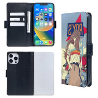 Sarung dompet kulit PU kualitas tinggi untuk iPhone 12 Pro pelindung lipat cetak sublimasi penjual terbaik untuk iPhone 13