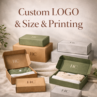 Boîte d'expédition en carton ondulé pour vêtements en jean, boîte d'expédition autobloquante en B flute, logo personnalisé, vente en gros