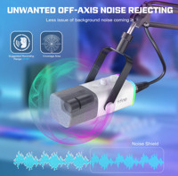 Bras articulé flexible AM8T pour microphone USB dynamique avec éclairage RVB, suppression du bruit et support antichoc pour le gaming et le streaming professionnels