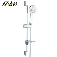 Ensemble de barre de douche coulissante moderne réglable, ensemble de rail de douche rond en acier inoxydable avec pomme de douche à main chromée et tuyau en laiton