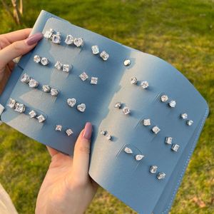 DYLAM Luxury 925 Sterling <b>Silver</b> Sparkling Diamond Moissanite 5A 8A Cubic Zirconia Women Fine Fashion Jewelry <b>Stud</b> Earrings - Product Image 1