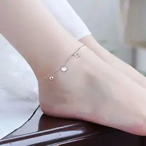 2023 Fashion 925 Sterling Silver Adjustable Anklet Round Bead Star Anklet For Women Girls