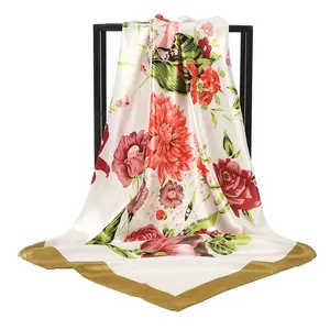 Silk scarf custom print silk cool square scarf for woman digital print silk scarf with our own design