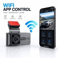 Cámara de Retrovisor Inteligente 4K con Doble Lente, WiFi Integrado, Pantalla IPS de 3.18 Pulgadas, Batería de 150 mAh, Grabación en Bucle Mini USB, H265 Integrado