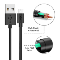 Belle qualité moulage noir 2.4A Micro Usb câble de charge rapide 480mbps transfert de données Micro Usb câble de données pour téléphone portable