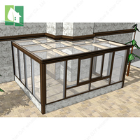 Serre moderne personnalisée en aluminium et verre, jardin d'hiver, véranda avec toit en PVC imperméable triangulaire, utilisation en extérieur