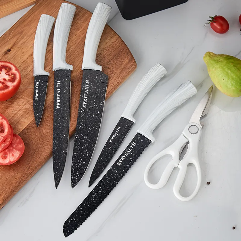 शीर्ष विक्रेता स्टॉक में निर्माताओं चीन रसोई के चाकू सेट रसोई के लिए प्लास्टिक संभाल के साथ Chef'S चाकू चाकू सेट