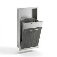Colonne de rangement encastrée en acier inoxydable pour salle de bain avec double poubelle de tri, gain de place pour la décoration de salle de bain de villa de luxe
