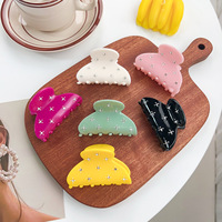 Pinces à cheveux en acétate diamanté couleur bonbon de 6,5 cm, élégantes et simples, pour femmes