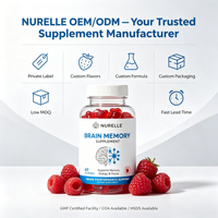 Gummies de soutien de la mémoire cérébrale, supplément nootropique pour la concentration, l'énergie mentale, saveur framboise, sans caféine, 60 unités