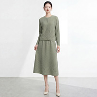 Ensemble de mode pour femmes, chemise et jupe décontractées à plis, ensemble deux pièces, ensemble plissé Miyake