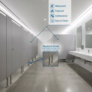 Panel Divisorio de Plástico para Baño, Precio de Fábrica, Laminado Compacto Fenólico HPL, Impermeable, para Centros Comerciales, Escuelas, Baños, WC, Nailon - Product Image 2