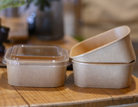 Ciotole Quadrate Monouso per Insalata con Logo Personalizzato a Prezzo di Fabbrica, Scatole Alimentari in Carta Kraft Antigoccia e Antigrasso per Catering e Asporto