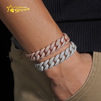 Bracelet cubain en argent massif 925 de 14 mm, serti de diamants Moissanite GRA, style hip-hop, étincelant, stock local en entrepôt américain