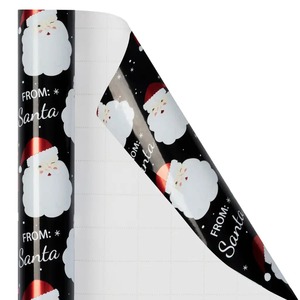 Custom Eco-Friendly Recyclable Santa Claus Black Metallized Gift <b>Wrapping</b> <b>Paper</b> Roll Single Side Coated Waterproof Digital - Product Image 2