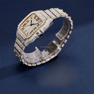 D Couleur VVS Moissanite Affichage Analogique Bracelet En Acier Inoxydable Montre Unisexe Classique 20mm Plein Diamants ETA Mouvement Cadran En Verre Alliage - Product Image 2