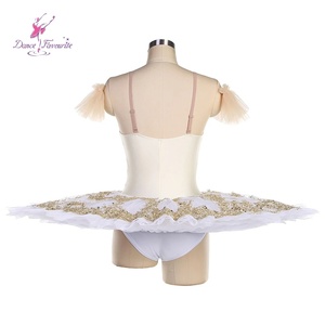 Tutu de Ballet pré-professionnel BLL537 corsage en Spandex ivoire garniture dorée jupe en Tulle immobile jupe de <span class=keywords><strong>danse</strong></span> en strass - Product Image 2