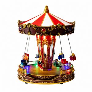 Boîte à musique carrousel de Noël, chaise volante de parc d'attractions, boîte à musique lumineuse, cadeau de Noël, ornement de bureau - Product Image 6