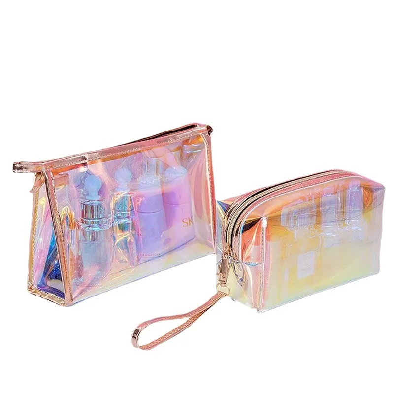 Tas Kosmetik TPU Hologram Harga Murah, Tas Kosmetik Glitter untuk Perjalanan Transparan dengan Harga Murah