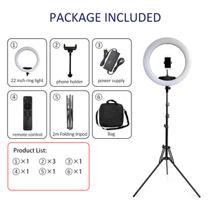 Anneau lumineux rechargeable de 22 pouces avec trépied de 2m éclairage photographique caméra lumière vidéo Vlogging Kit équipement pour Tiktok - Product Image 5