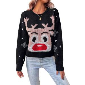 Personnalisé Hiver Unisexe Renne Jacquard Conception <span class=keywords><strong>Pull</strong></span>-over Tricoté <span class=keywords><strong>Pull</strong></span> Drôle Moche <span class=keywords><strong>Pull</strong></span> De Noël - Product Image 1
