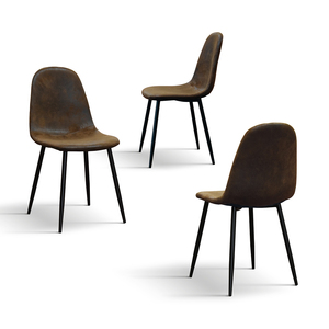 Juego de 4 sillas Costanza de cuero ecológico color castaño con base de metal para comedor interior - Product Image 2