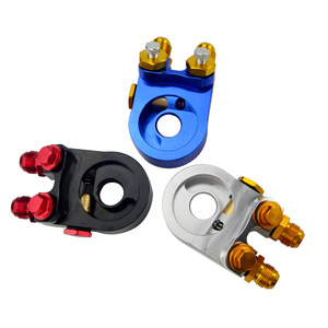 Adaptador de filtro de aceite con ángulo de inclinación de aluminio AN10 para modificación de automóviles, azul, negro, plateado, YB007 - Product Image 2