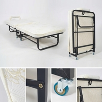 Lit pliant de luxe avec matelas en mousse à mémoire de forme, cadre métallique robuste, lit d'appoint avec roulettes pivotantes à 360° pour le camping et l'hôtel
