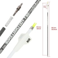 Flèches en carbone pur BTRO 3K, 12 pièces/boîte, ID 6,2 mm, tige de 32 pouces, spine 250-400, ailettes blanches de 2,5 pouces, pointes de 100 grains, service de coupe gratuit