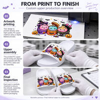 Claquettes personnalisées d'Halloween en EVA, imprimées de dessins animés, dessus en PU, imperméables, antidérapantes, semelle souple, pour la maison et la plage