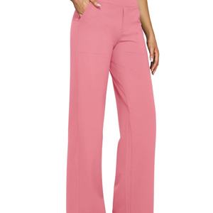 Pantalon de yoga élastique taille haute pour femme Poches Robe de sport décontractée en coton Conception de jambe large appropriée au travail disponible - Product Image 6