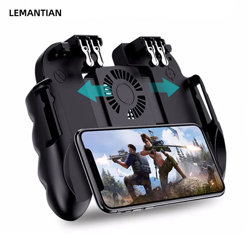 FreeShip Six Finger Game Controller Gamepad Trigger Shooting Free Fire Cooling Fan Gamepad Joystick For Ios Android Pubg Mobile
