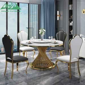 Table à manger en marbre de luxe Wayon avec plateau tournant, ensemble de table ronde moderne pour la maison, l'hôtel et les projets de restaurant - Product Image 2